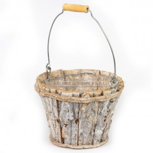Coș rotund din împletitură naturală cu toartă 33 pentru aranjamente florale