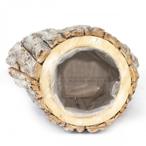 Coș rotund natural, împletitură naturală
