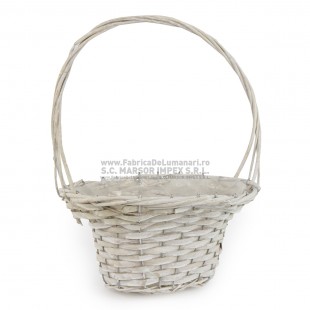 Coș oval din împletitură naturală cu toartă 40 pentru aranjamente florale