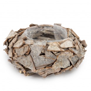 Coș rotund decorativ din scoarță de lemn Ø40 cm pentru aranjamente florale