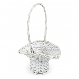 Coș oval ratan cu toarta pentru aranjamente florale ALB