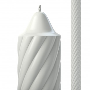 Lumânare botez spirală albă Ø39 mm × 60 cm din parafină pură – producător Fabrica de Lumânări Craiova