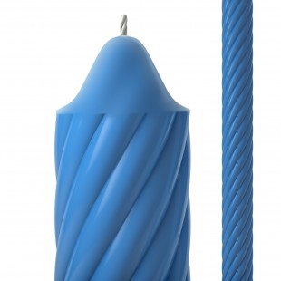 Lumânare botez spirală bleu Ø39 mm × 60 cm din parafină pură – producător Fabrica de Lumânări Craiova