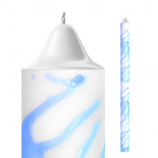 Lumânare botez tip păianjen bleu Ø39 mm × 60 cm din parafină pură – fabricată în România