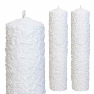 Lumânări cununie cilindrice albe zăpadă Ø70 mm × 40 cm set 2 bucăți parafină pură – fabricate în România