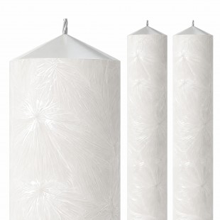 Lumânări cununie gheață albe Ø55 mm × 40 cm din parafină pură – set 2 bucăți