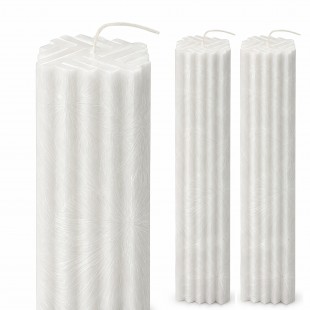 Lumânări cununie gheață albe 60 mm × 35 cm din parafină pură – set 2 bucăți