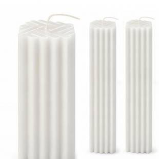 Lumânări cununie pătrate albe 60 mm × 35 cm din parafină pură – set 2 bucăți
