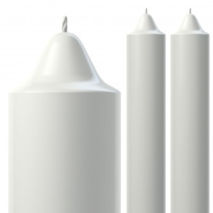 Lumânări cununie cilindrice albe Ø55 mm × 35 cm set 2 bucăți parafină pură – fabricate în România