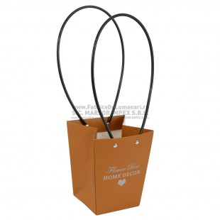 Pungă tip poșetă maro Flower Box pentru flori 13×13×15 cm set 10 buc