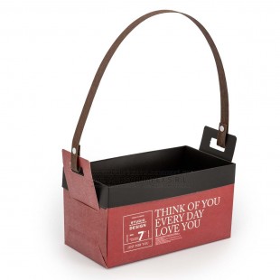 Pungă pliabilă bordo-negru Think of You 23×12×12 cm set 10 buc