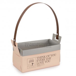 Pungă pliabilă crem-piersică cu mâner 23×12×12 cm set 10 buc