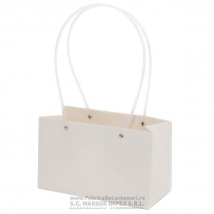 Pungă pliabilă albă pentru flori 22×14×11 cm set 10 buc