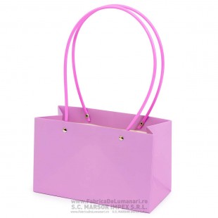 Pungă pliabilă roz pentru flori 22×14×11 cm set 10 buc