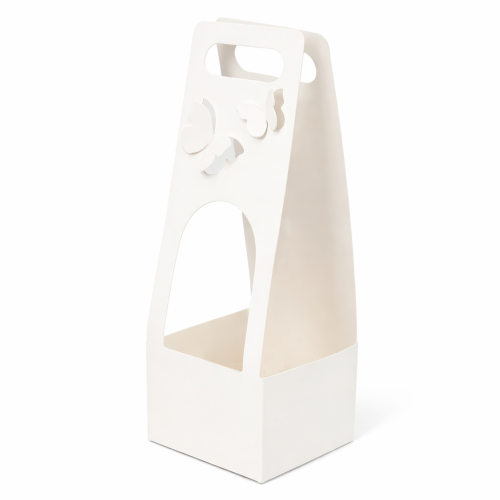 pungă pliabilă cu fluturi, alb, decupaje fluturi, bază 12 × 12 cm