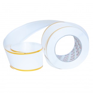 Rolă funerară albă cu fir auriu 6 cm × 48 m pentru jerbe și coroane