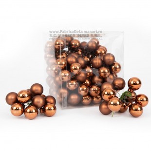 Globuri decorative pe sârmă bronz Ø2,5 cm mix mat-lucios (150 buc)