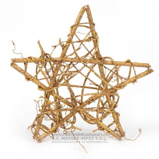 Stea decorativă din crenguțe aurii cu sclipici Ø15 cm (10 buc)