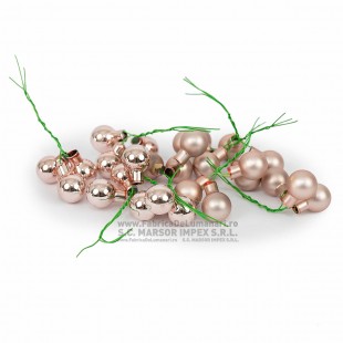 Globuri pe sârmă rose gold Ø2 cm mix mat-lucios (150 buc)