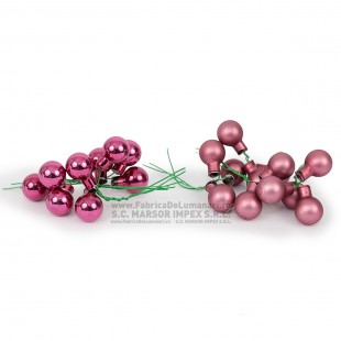 Globuri pe sârmă roz fucsia-mat Ø2 cm (150 buc)