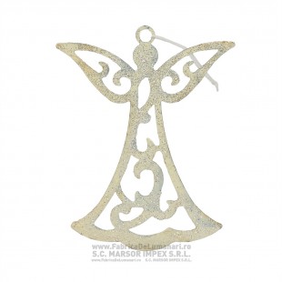 Îngerași decorativi argintii cu sclipici 10×8 cm (set 20)