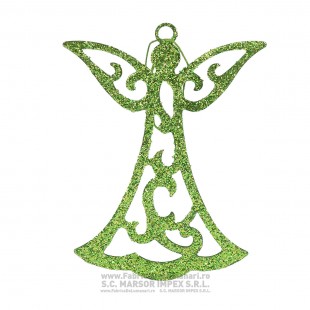 Îngerași decorativi verzi cu sclipici 10×8 cm (set 20)