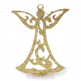 Îngerași decorativi aurii cu sclipici 10×8 cm (set 20)