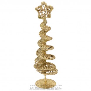 Brăduț decorativ spiralat auriu cu sclipici H20 cm