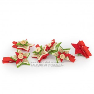 Cleștișoare decorative stea fetru-iută (set 6)