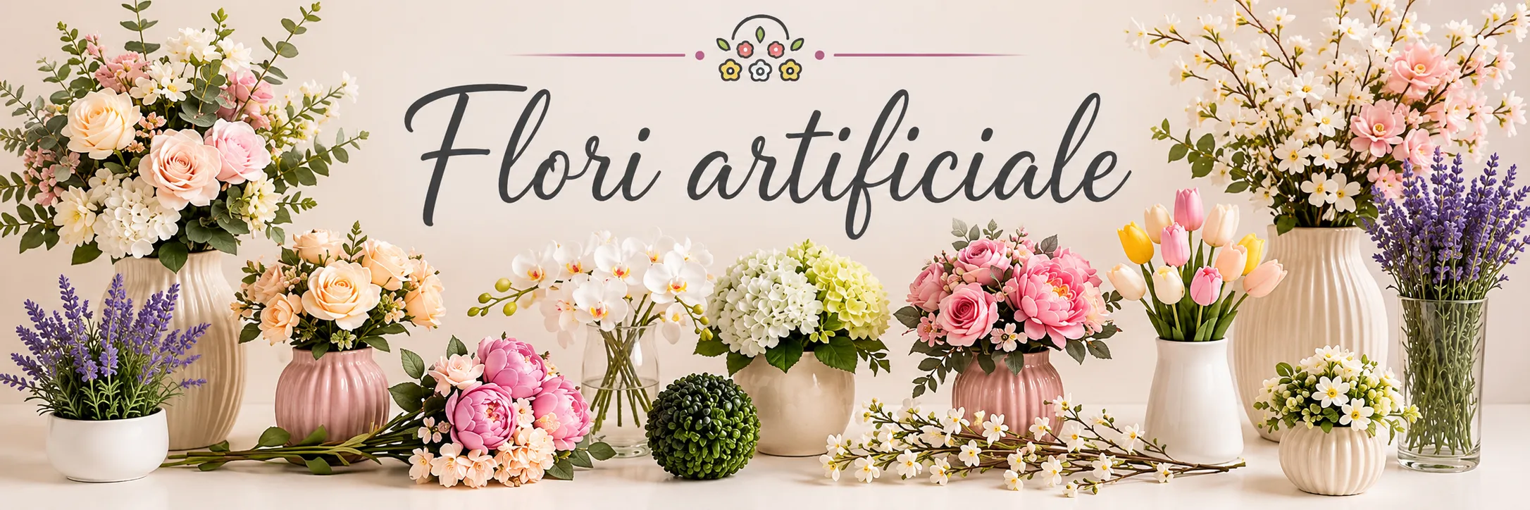 Flori artificiale din stoc pentru aranjamente și decor