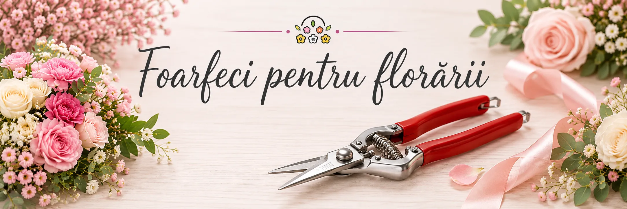 Foarfeci florarie Foarfecă florărie cu lame din oțel și mânere roșii