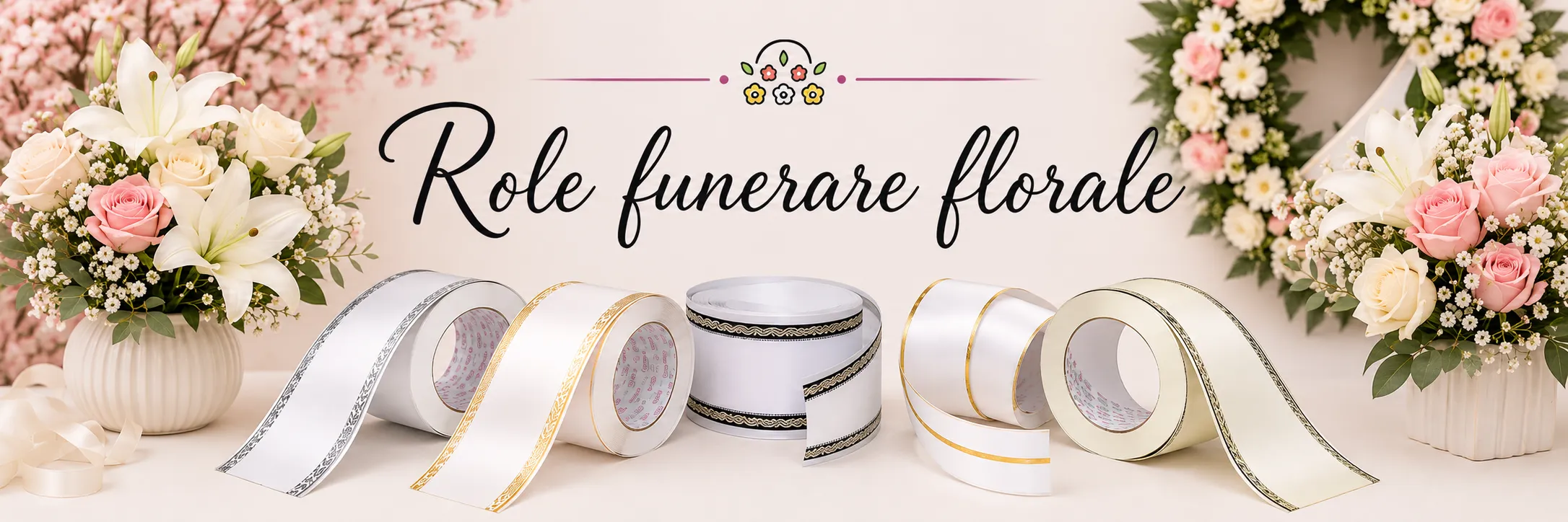 Role funerare florale pentru jerbe și coroane