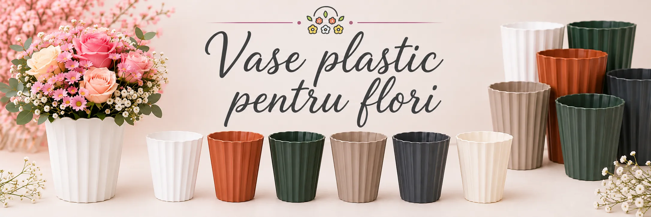 Tăvițe plastic pentru ghivece și burete floral